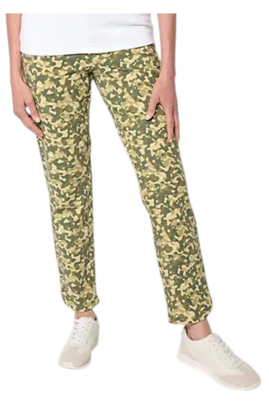 Denim & Co. Active Regular Duo Stretch Printed Leggings Olive - Regular